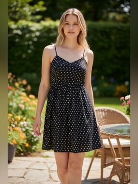 J.Crew Black Polka Dot Dress Sleeveless Mini Sundress Size 4
